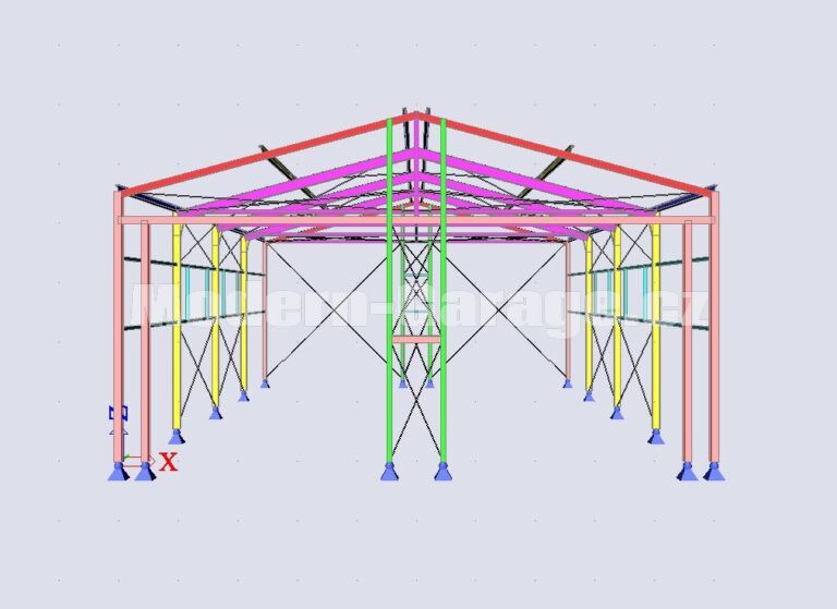 Nákres konstrukčního řešení modulové haly