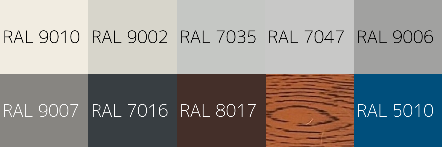 Paleta barev pro RAL panely s polystyrenovým jádrem